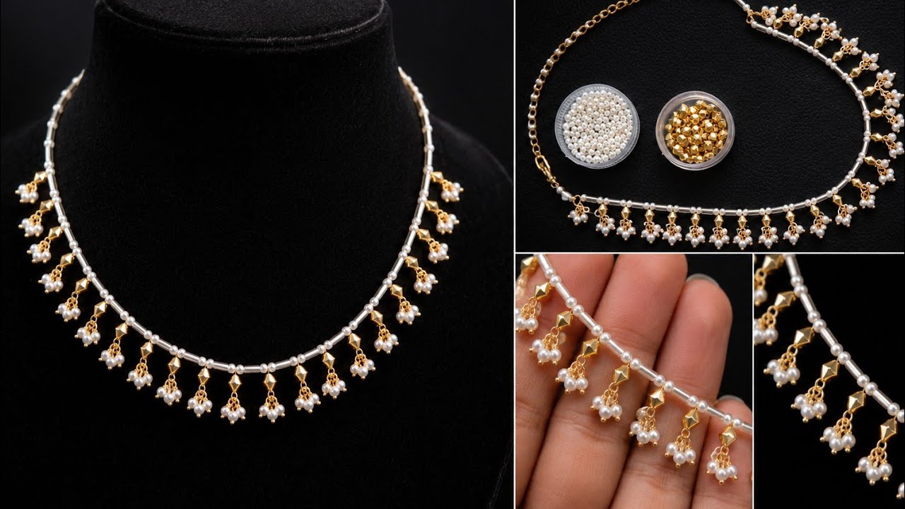 Easy making with simple material | Tube beads and pearl beads 